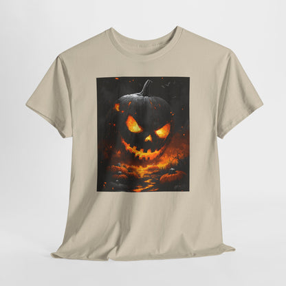 Halloween Pumpkin Tee, Scary Jack-O-Lantern Shirt, Spooky Glow-in-the-Dark T-shirt, Halloween Costume Apparel, Festive Halloween Clothing