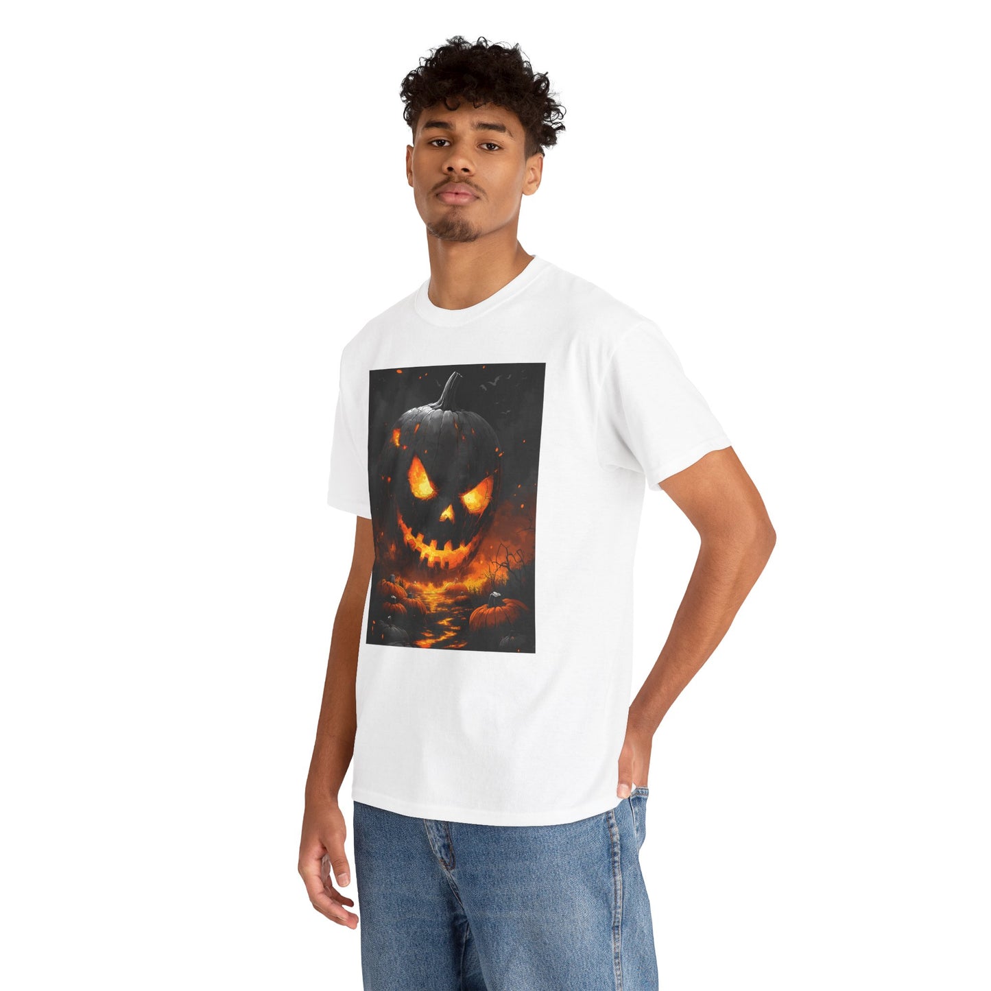 Halloween Pumpkin Tee, Scary Jack-O-Lantern Shirt, Spooky Glow-in-the-Dark T-shirt, Halloween Costume Apparel, Festive Halloween Clothing