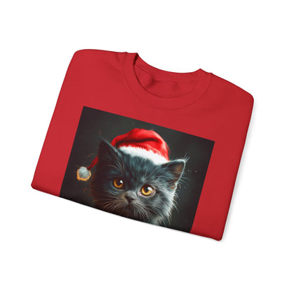 Cute Black X-Mas Kitten Design Crewneck Sweatshirt