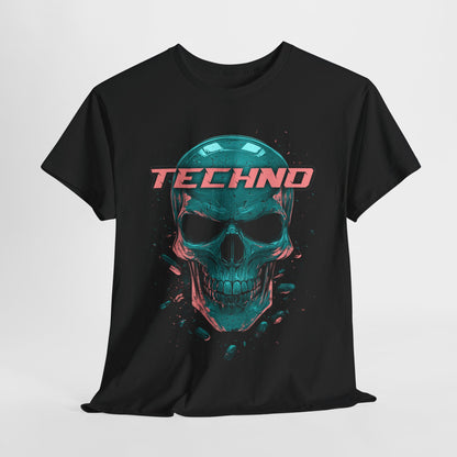 Techno Skullhead Unisex Tee, Graphic T-Shirt, Hipster Shirt, Cool Skeleton Design, Festival Fashion