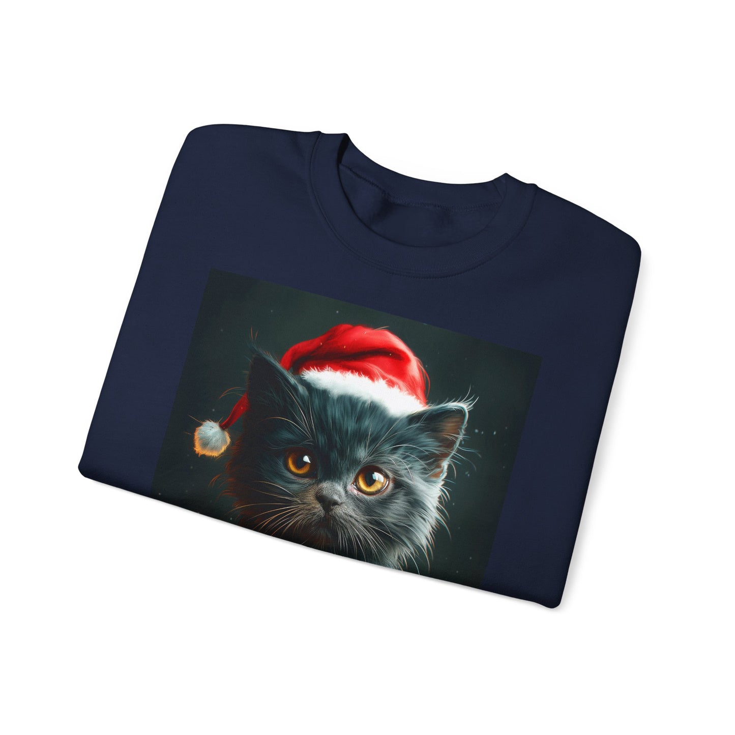 Cute Black X-Mas Kitten Design Crewneck Sweatshirt