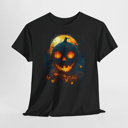 Halloween Pumpkin Tee, Scary Jack-O-Lantern Shirt, Spooky Glow-in-the-Dark T-shirt, Halloween Costume Apparel, Festive Halloween Clothing