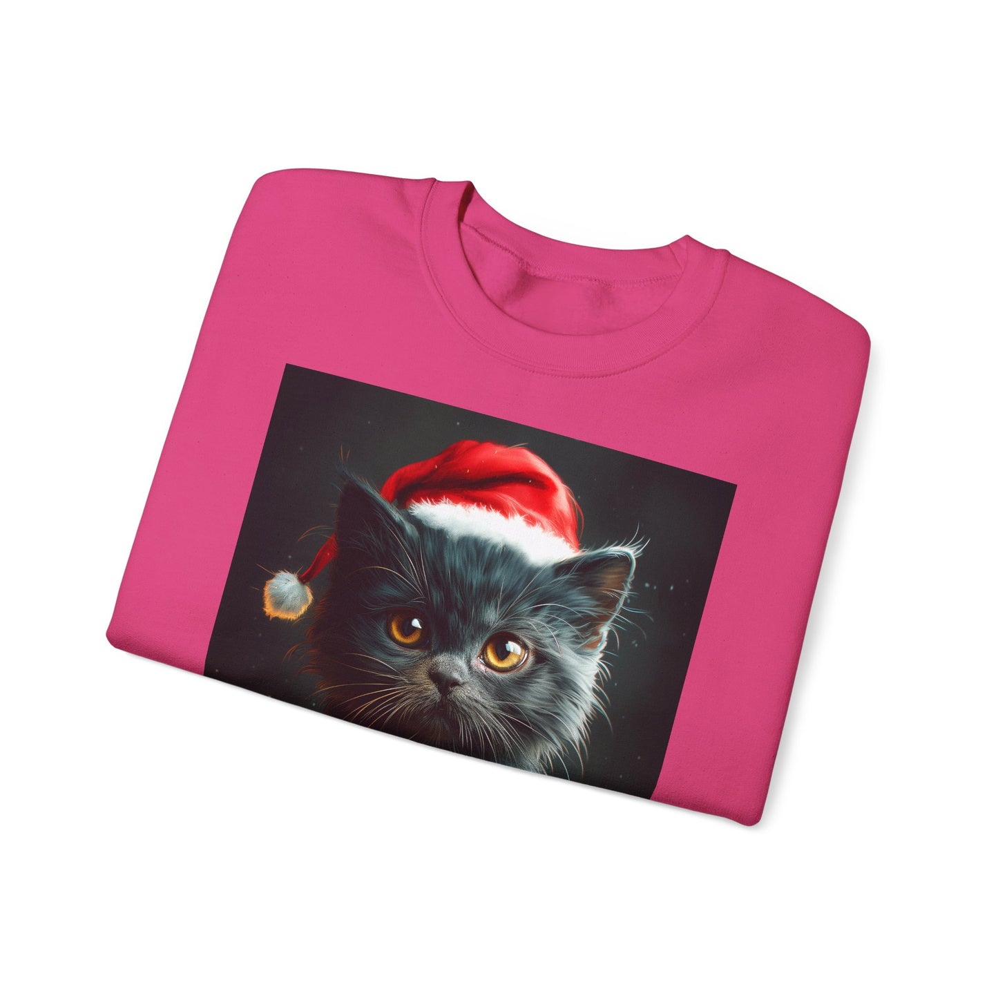 Cute Black X-Mas Kitten Design Crewneck Sweatshirt