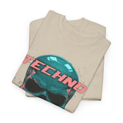Techno Skullhead Unisex Tee, Graphic T-Shirt, Hipster Shirt, Cool Skeleton Design, Festival Fashion