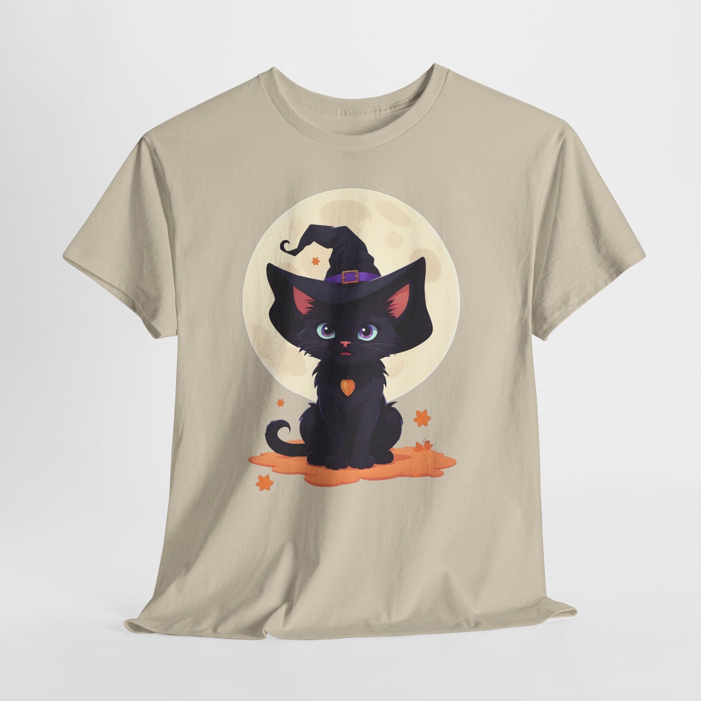Halloween Witch Kitten T-Shirt, Black Cat Tee, Fantasy Costume Clothing, Cute Smiling Cat Shirt, Gift for Cat Lovers, Halloween Tee Shirt