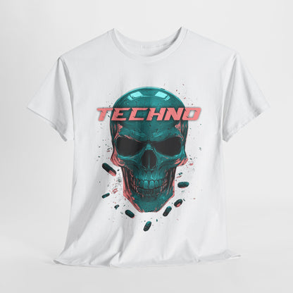 Techno Skullhead Unisex Tee, Graphic T-Shirt, Hipster Shirt, Cool Skeleton Design, Festival Fashion