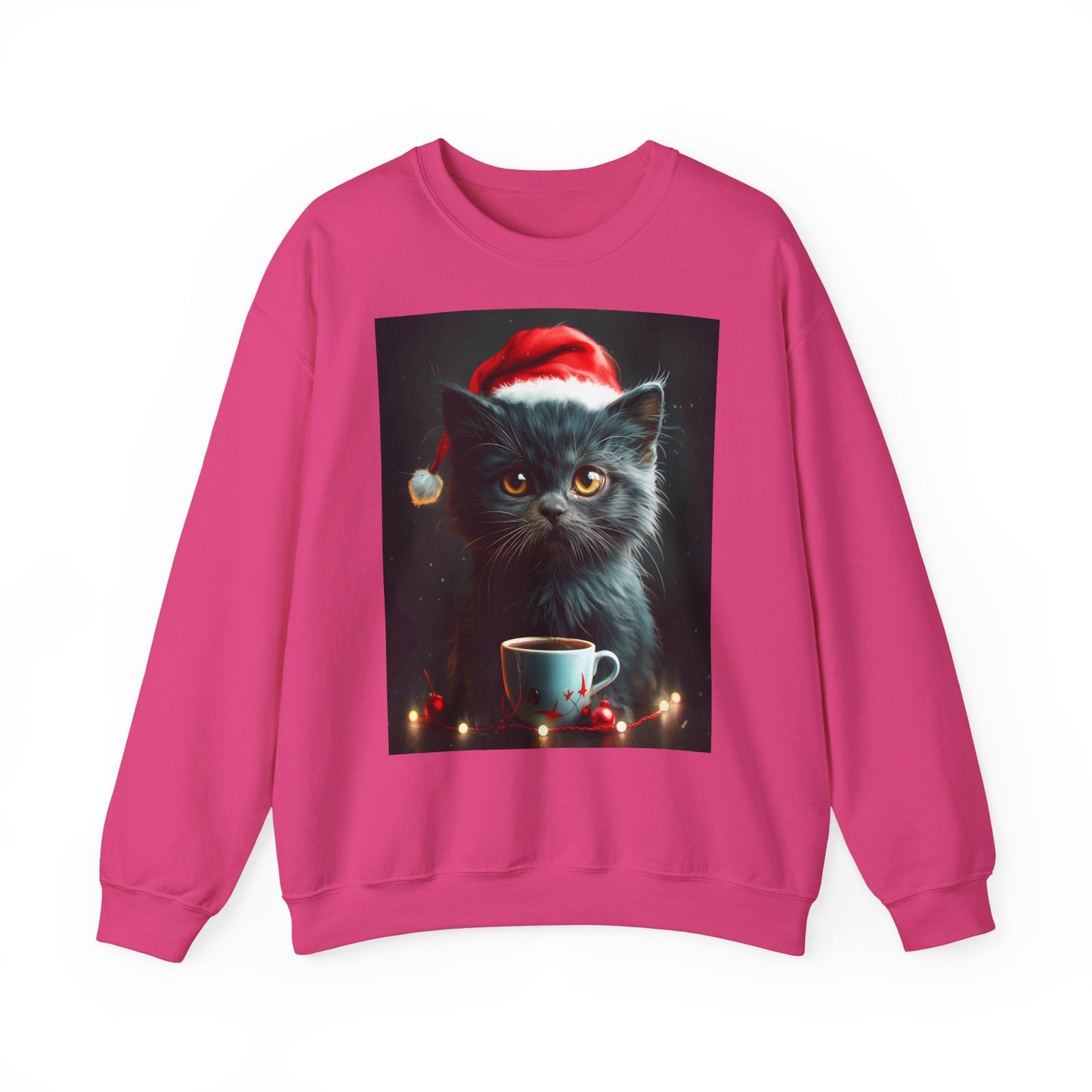 Cute Black X-Mas Kitten Design Crewneck Sweatshirt