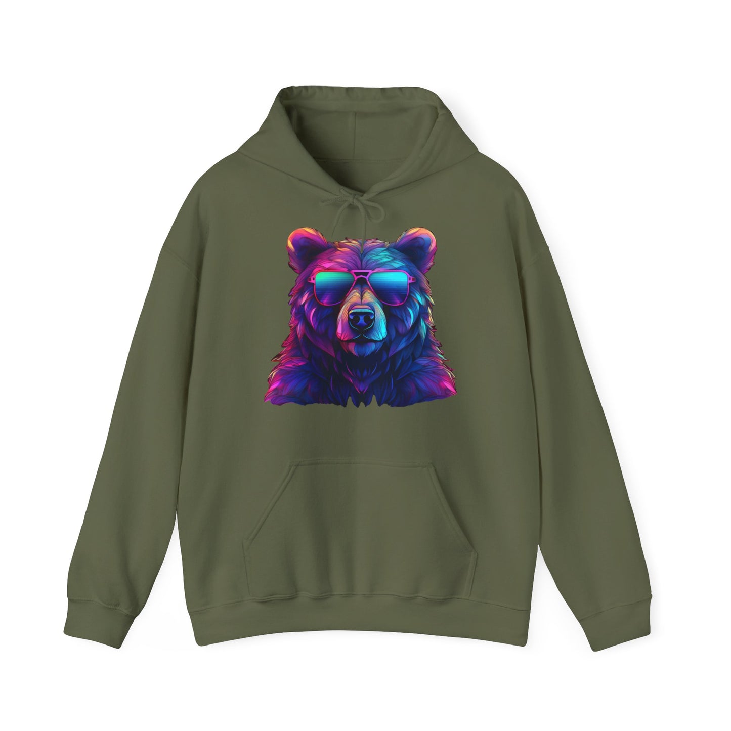 Cooler Bär mit Sonnenbrille Hoodie / Neon Bären Grafik / Wild Design für Tierliebhaber und Streetwear Fans / Lustiges Geschenk