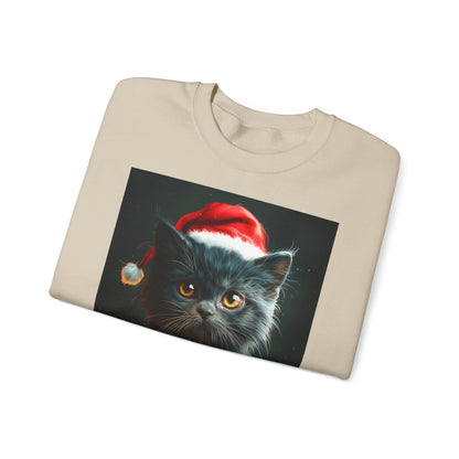 Cute Black X-Mas Kitten Design Crewneck Sweatshirt