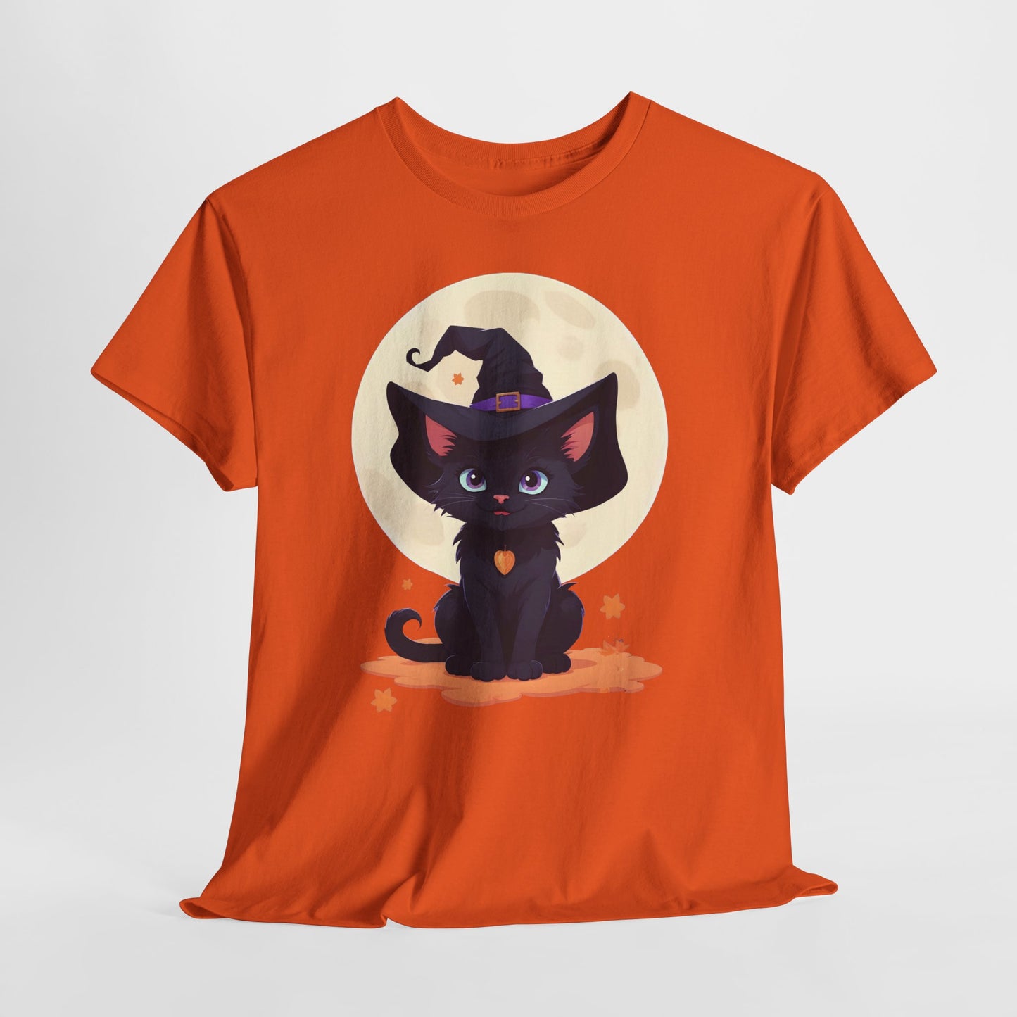 Halloween Witch Kitten T-Shirt, Black Cat Tee, Fantasy Costume Clothing, Cute Smiling Cat Shirt, Gift for Cat Lovers, Halloween Tee Shirt