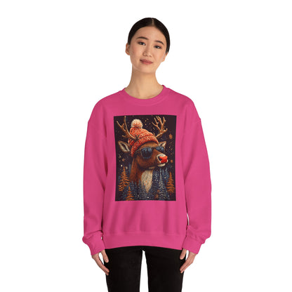 Rudol the Reindeer Sunglasses Crewneck Sweatshirt