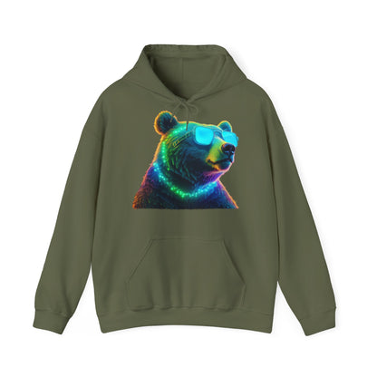 Cooler Bär mit Sonnenbrille Hoodie / Neon Bären Grafik / Wild Design für Tierliebhaber und Streetwear Fans / Lustiges Geschenk