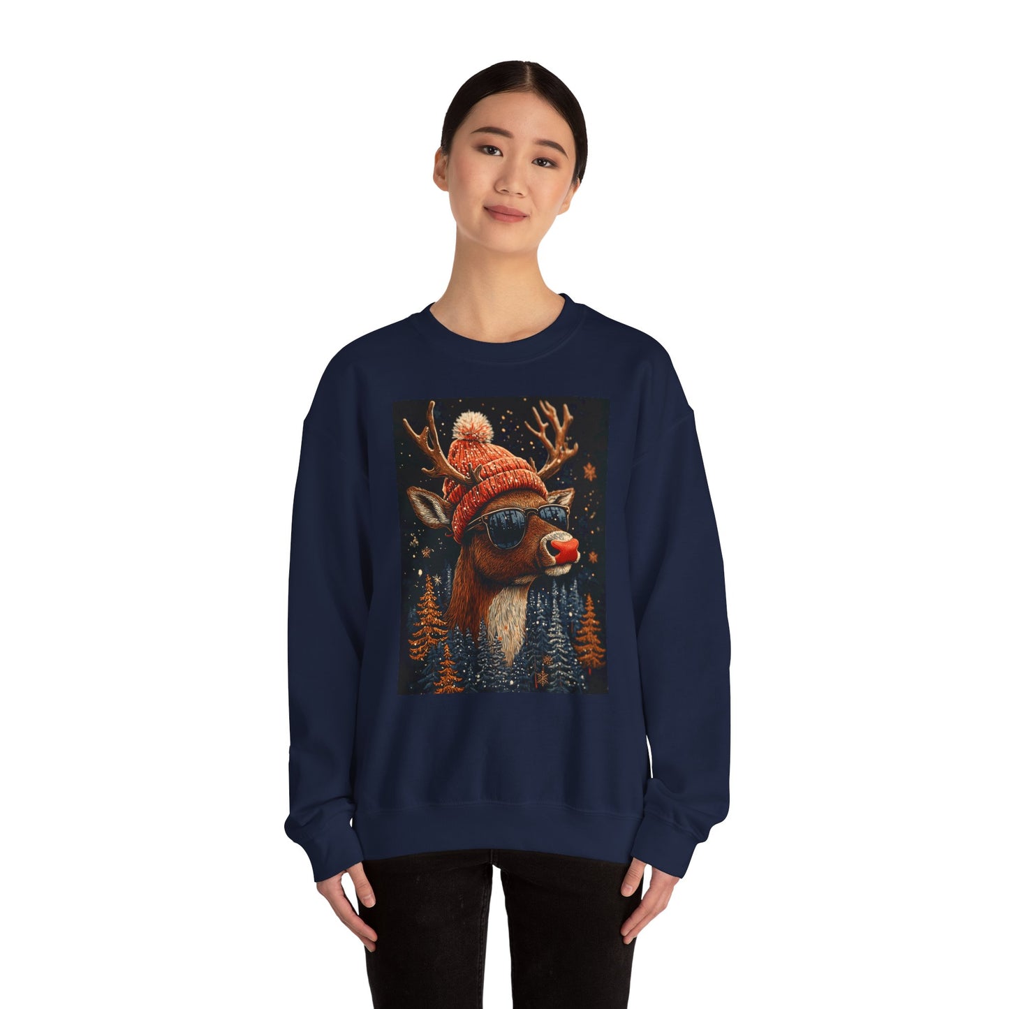 Rudol the Reindeer Sunglasses Crewneck Sweatshirt