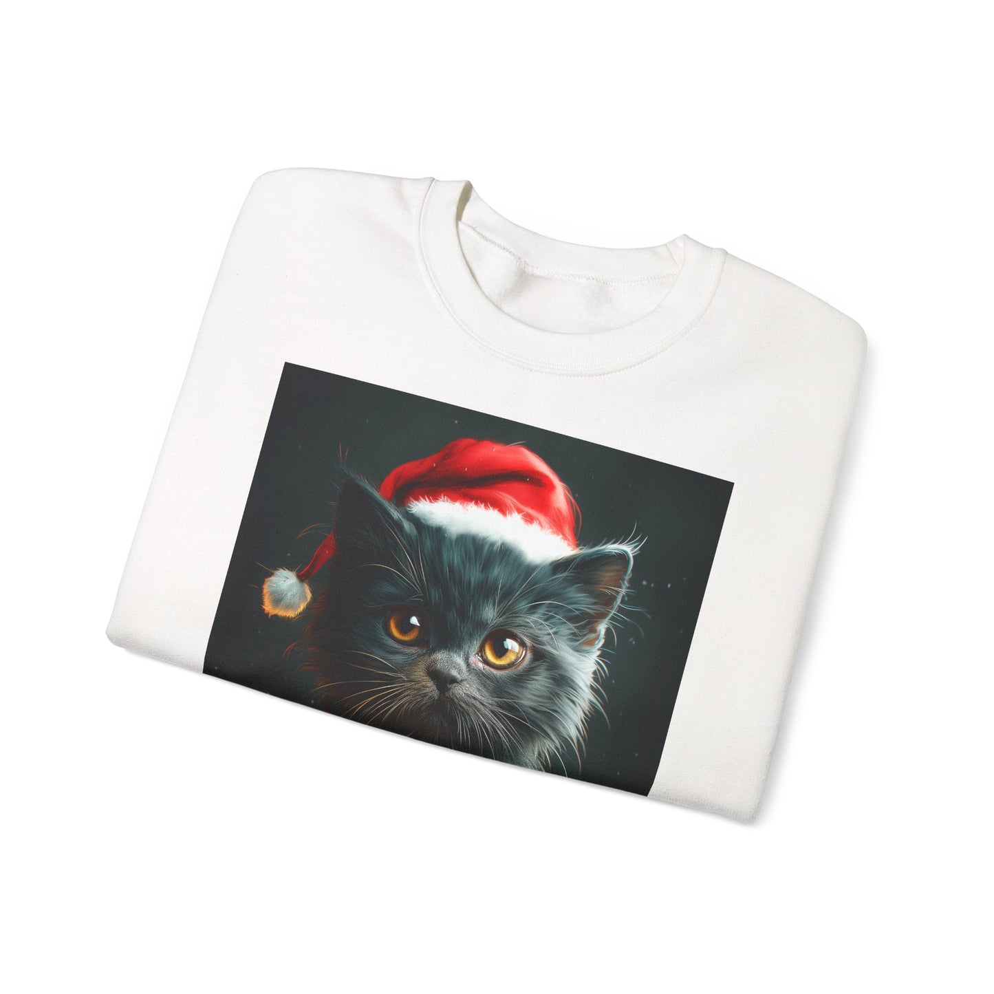 Cute Black X-Mas Kitten Design Crewneck Sweatshirt
