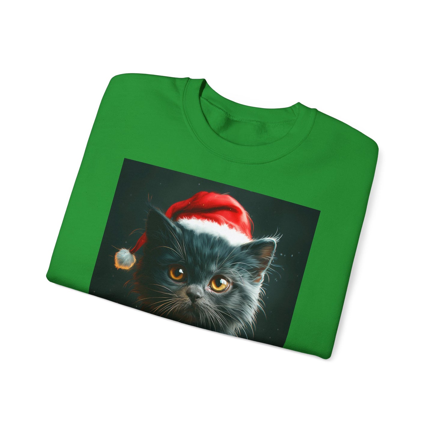 Cute Black X-Mas Kitten Design Crewneck Sweatshirt