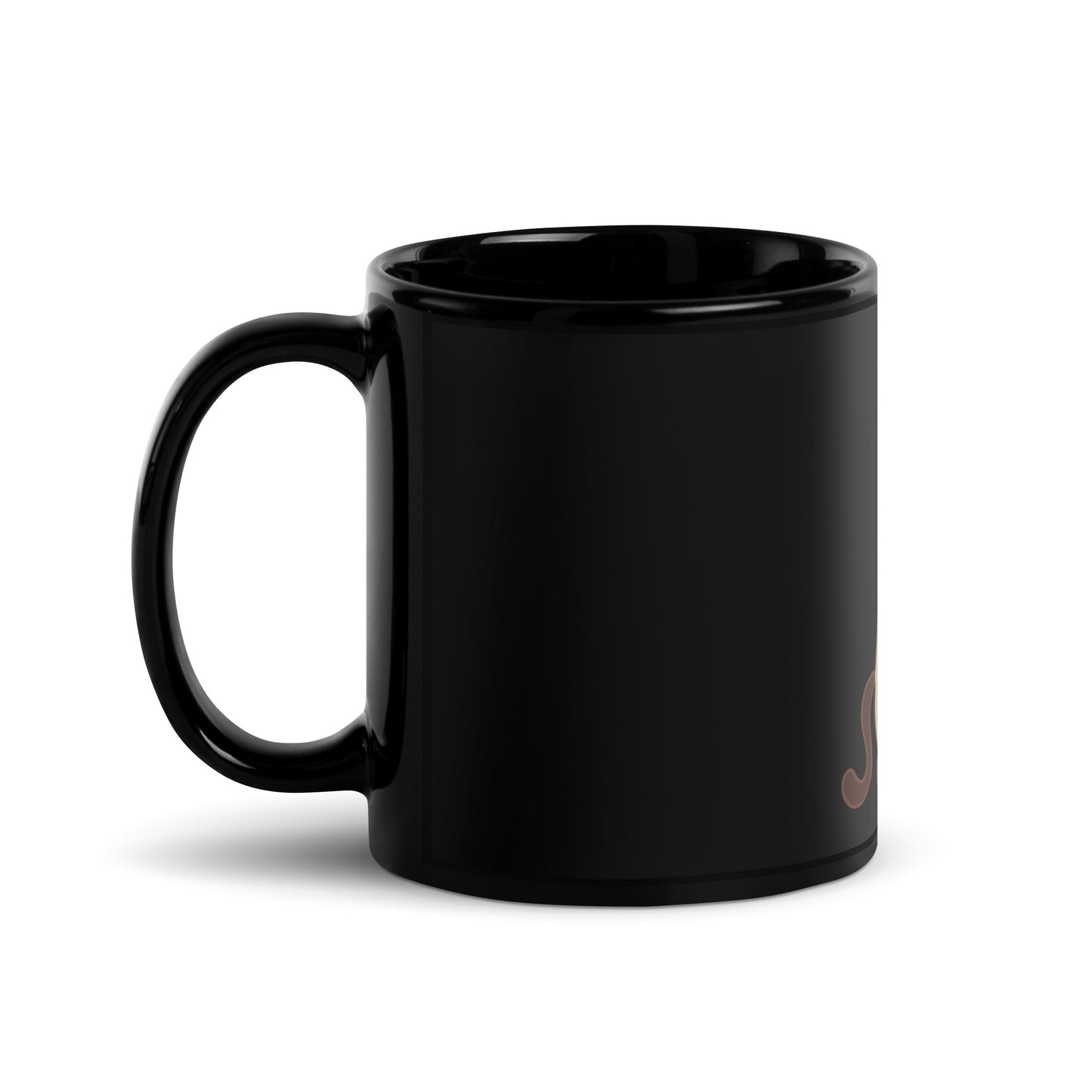 Black glossy mug cat with laptop