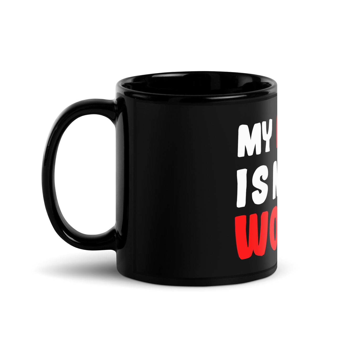 Black glossy mug "My family is my world"