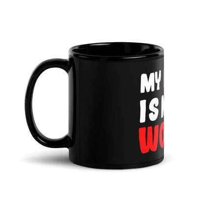 Black glossy mug "My family is my world"