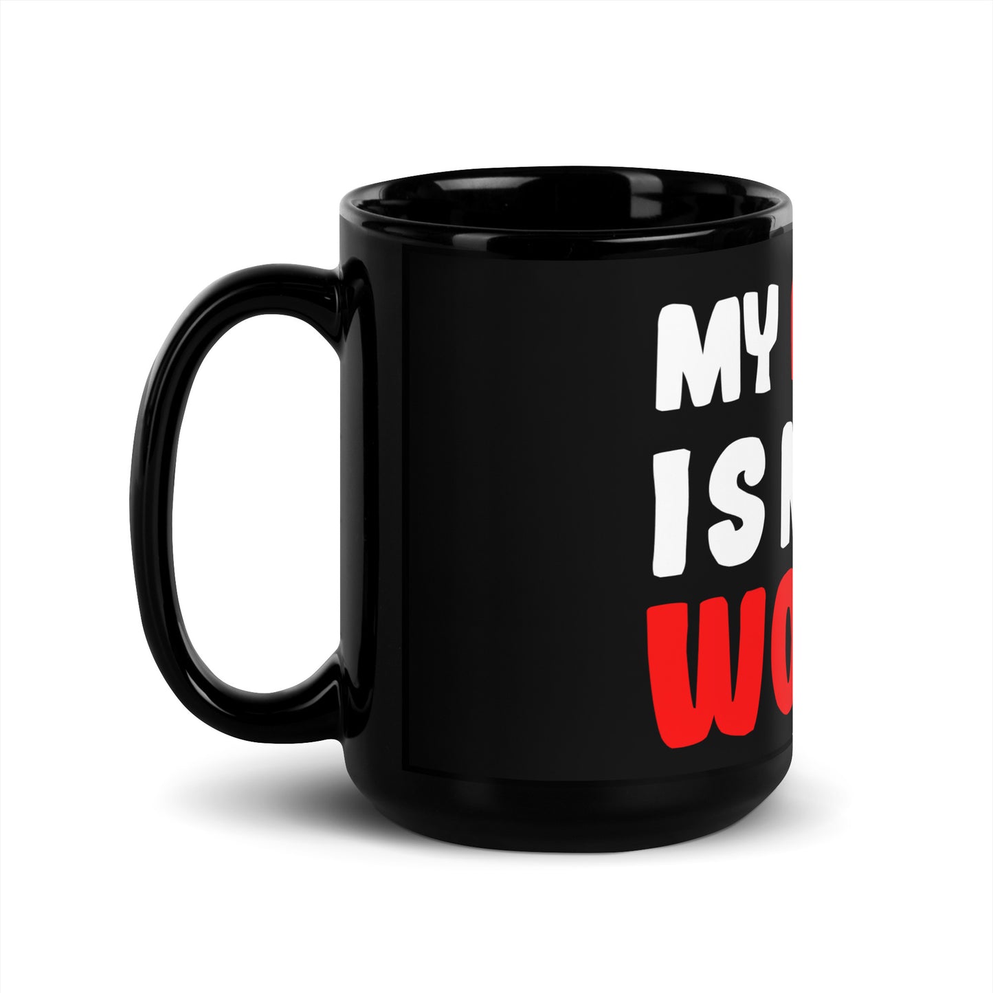 Black glossy mug "My family is my world"