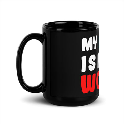 Black glossy mug "My family is my world"