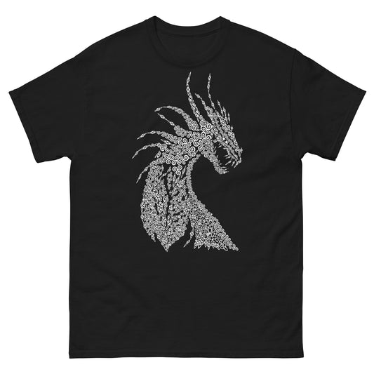 Unisex T-Shirt Dragon with Nordic Ornaments Calligraphy
