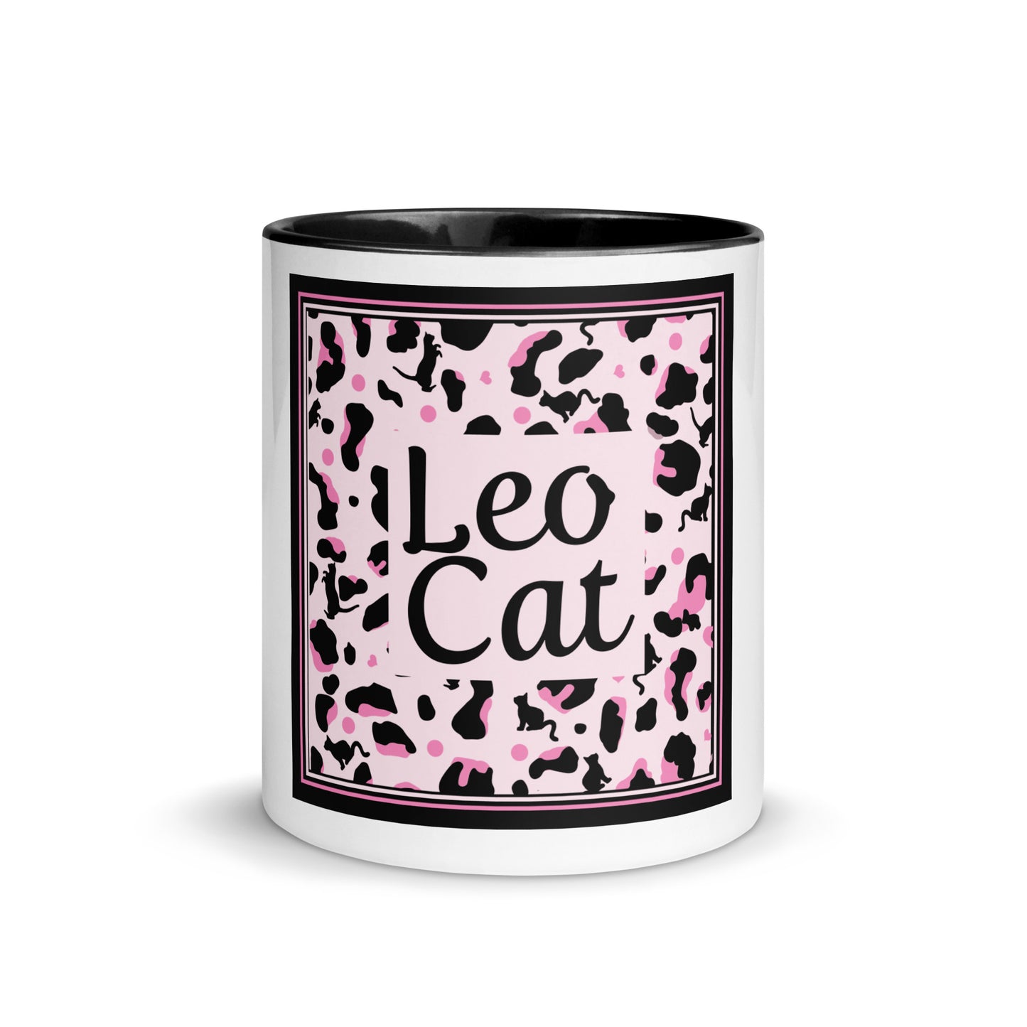 Tasse avec intérieur coloré motif léopard "Léo Chat"