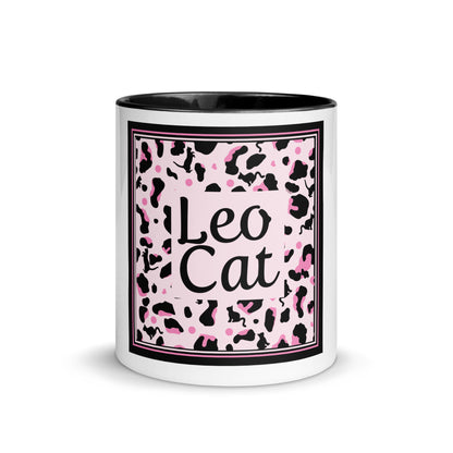 Tasse avec intérieur coloré motif léopard "Léo Chat"