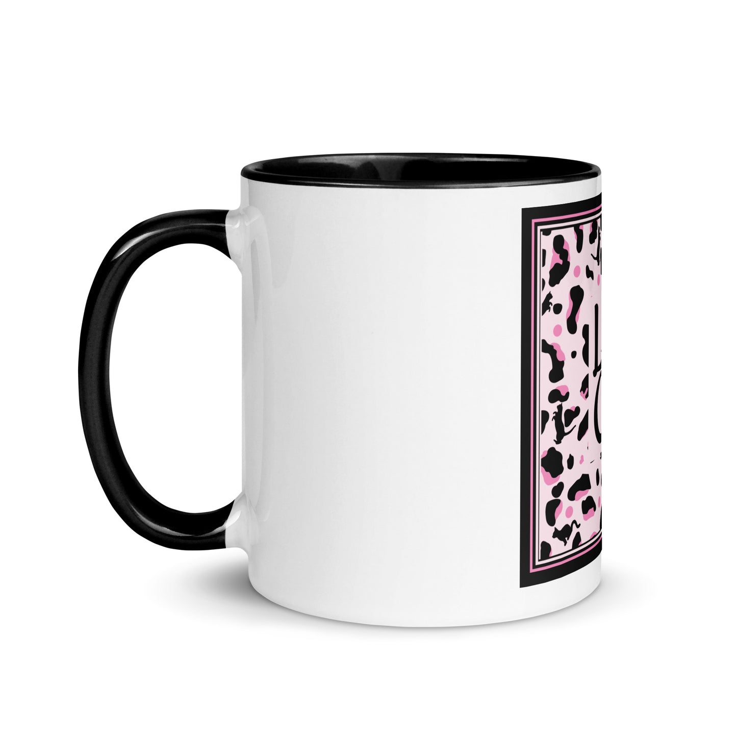 Tasse avec intérieur coloré motif léopard "Léo Chat"