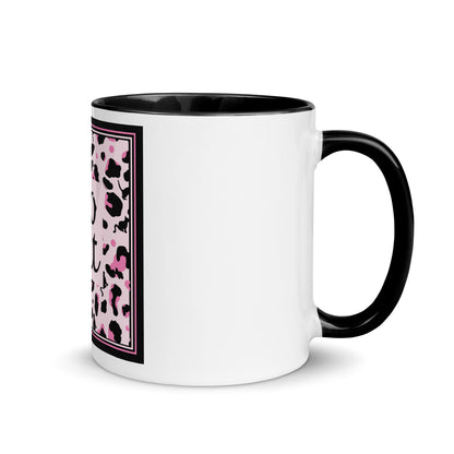 Tasse avec intérieur coloré motif léopard "Léo Chat"