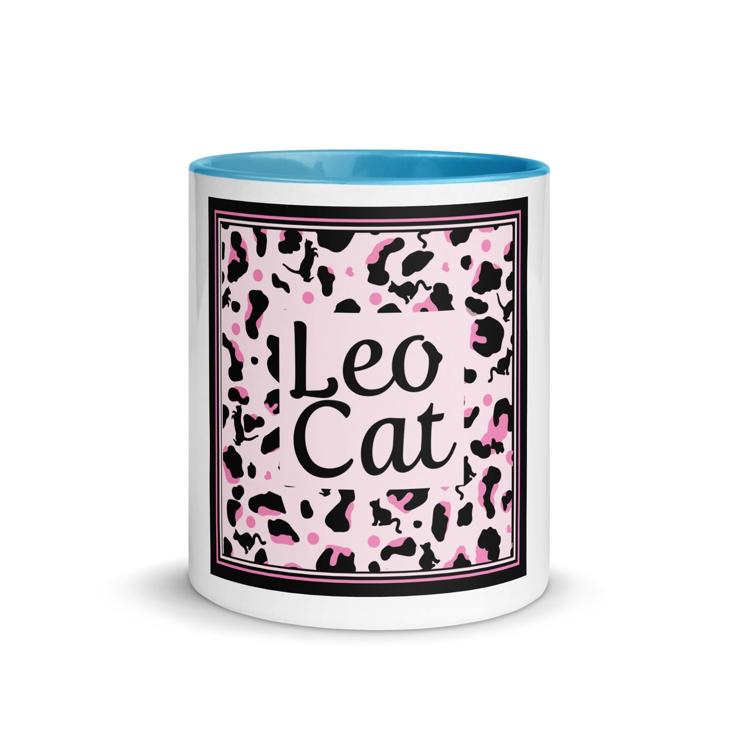 Tasse avec intérieur coloré motif léopard "Léo Chat"