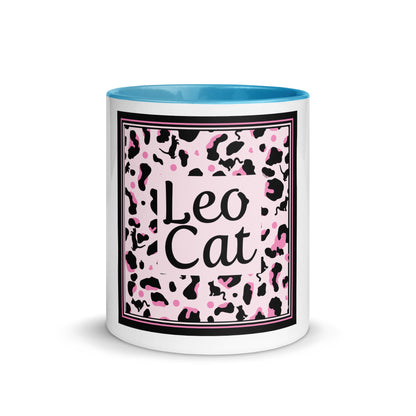 Tasse avec intérieur coloré motif léopard "Léo Chat"