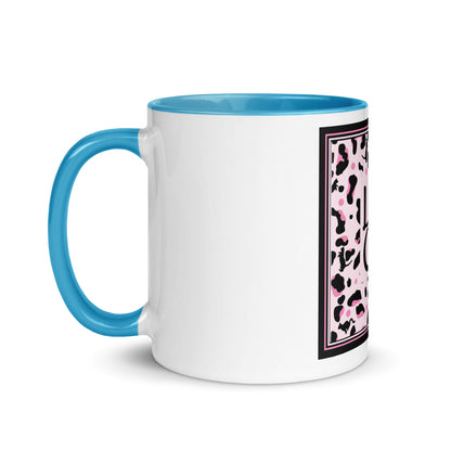 Tasse avec intérieur coloré motif léopard "Léo Chat"