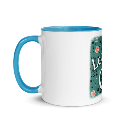 Mug with colored inside leopard design "Leo Love Cat"