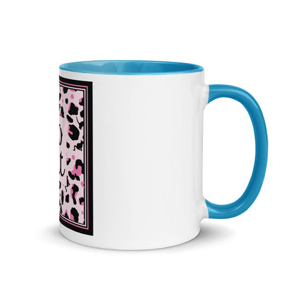 Tasse avec intérieur coloré motif léopard "Léo Chat"