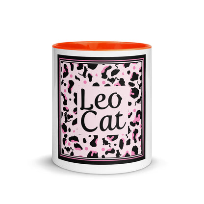 Tasse avec intérieur coloré motif léopard "Léo Chat"