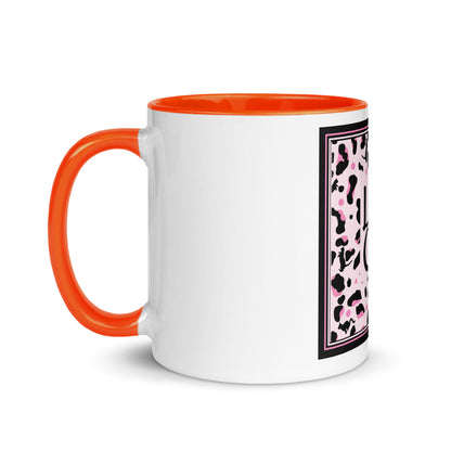 Tasse avec intérieur coloré motif léopard "Léo Chat"