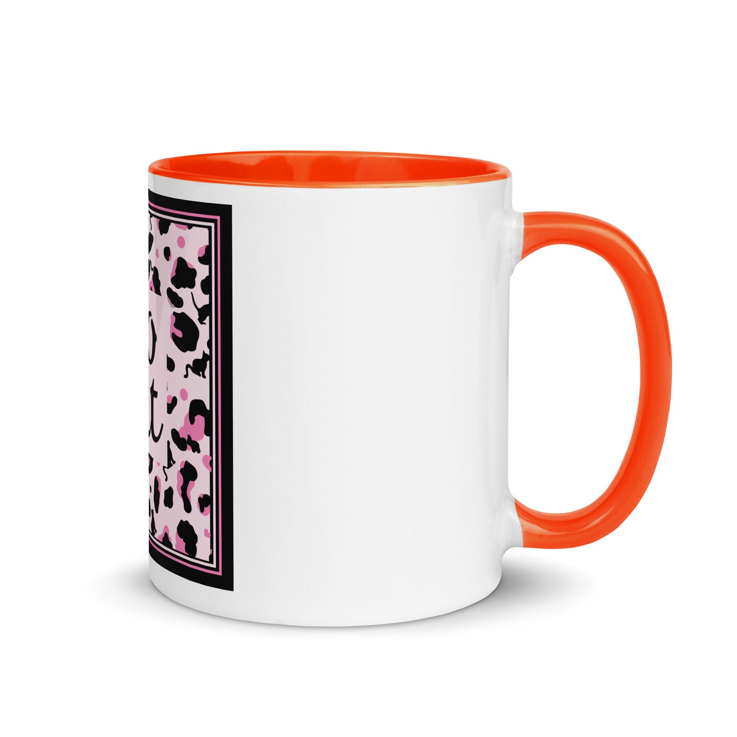 Tasse avec intérieur coloré motif léopard "Léo Chat"