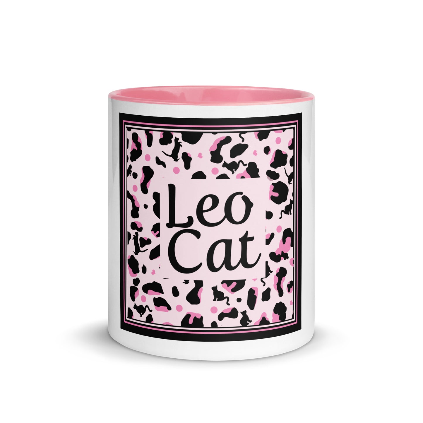 Tasse avec intérieur coloré motif léopard "Léo Chat"