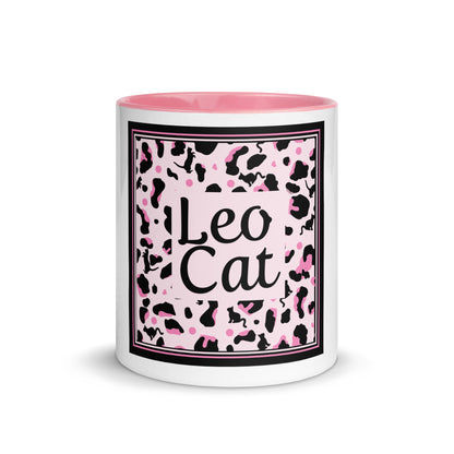 Tasse avec intérieur coloré motif léopard "Léo Chat"