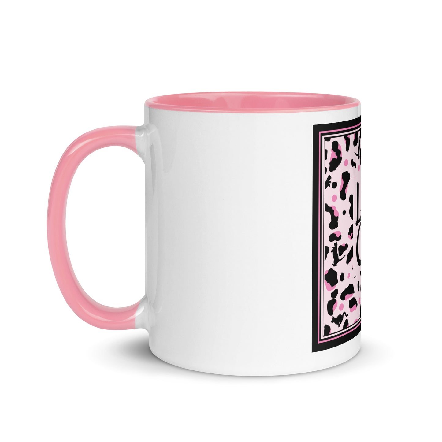 Tasse avec intérieur coloré motif léopard "Léo Chat"