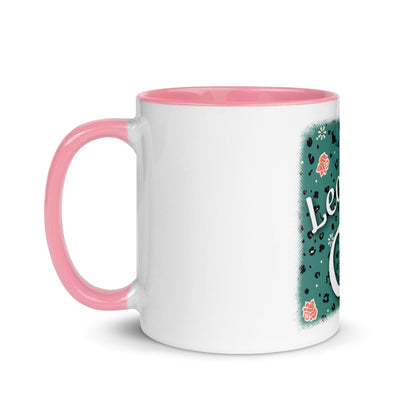 Mug with colored inside leopard design "Leo Love Cat"