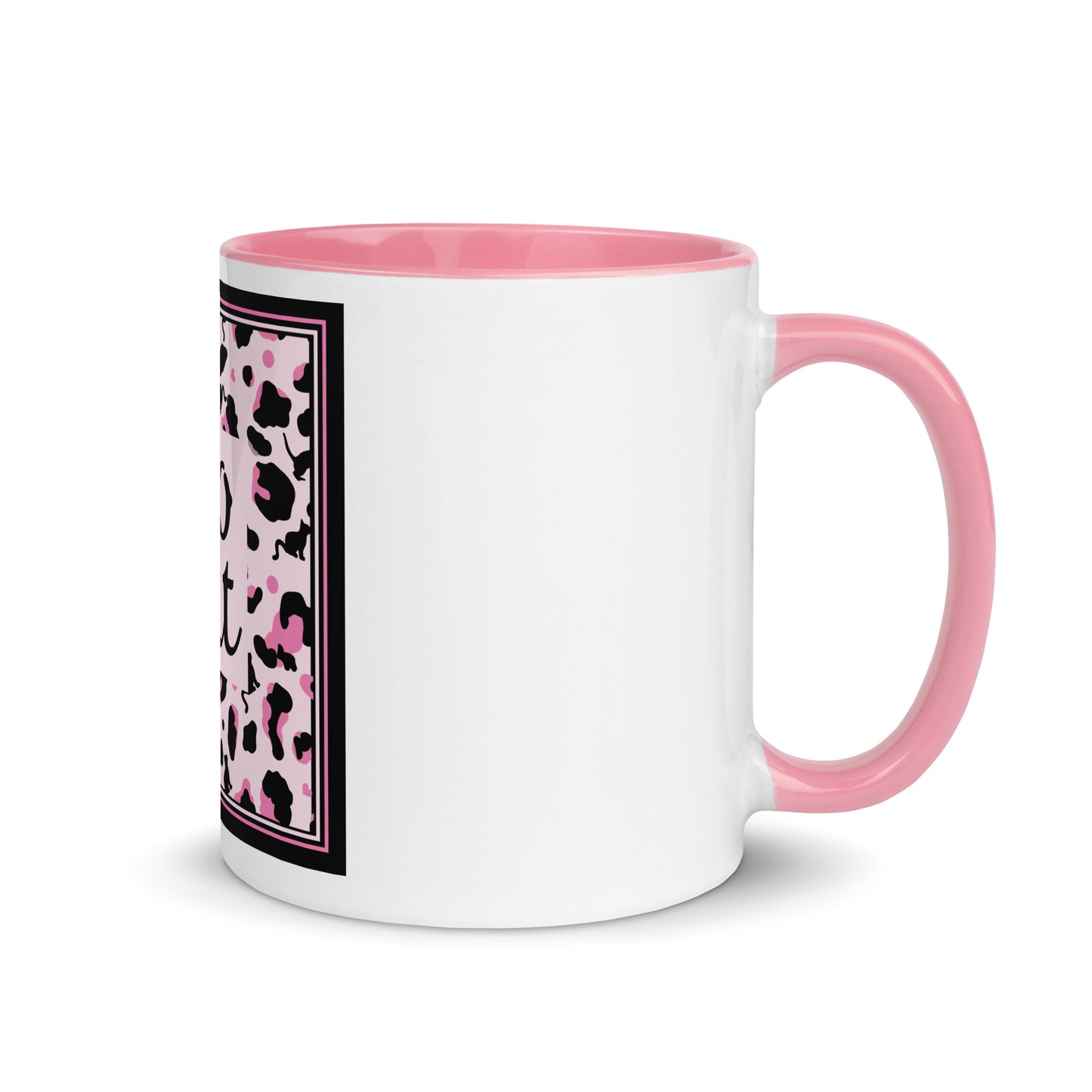 Tasse avec intérieur coloré motif léopard "Léo Chat"