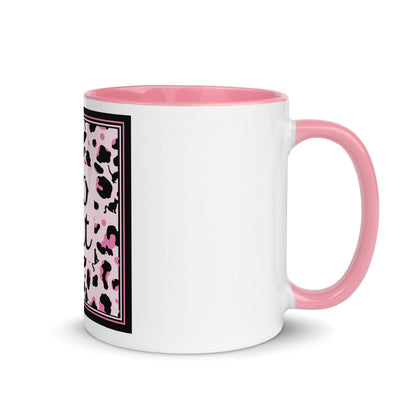Tasse avec intérieur coloré motif léopard "Léo Chat"