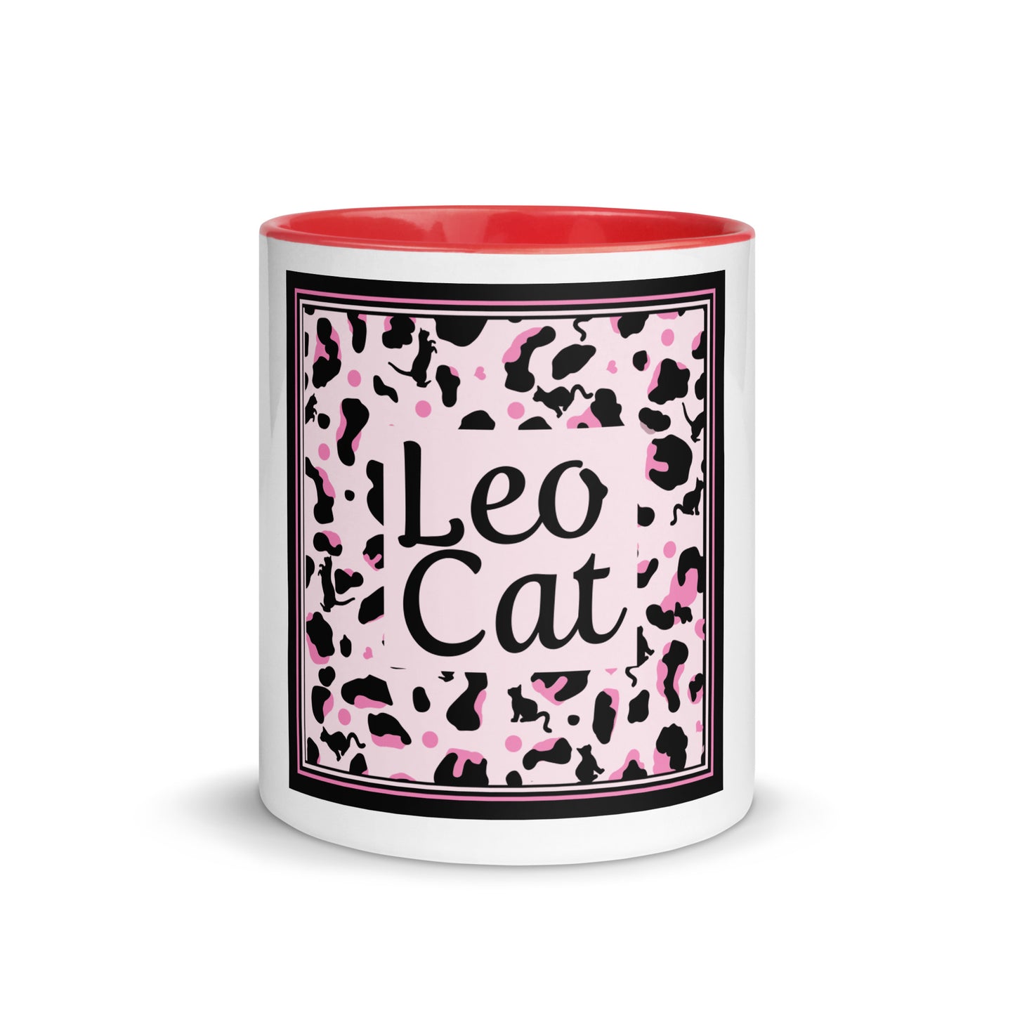 Tasse avec intérieur coloré motif léopard "Léo Chat"