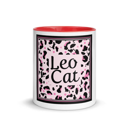 Tasse avec intérieur coloré motif léopard "Léo Chat"