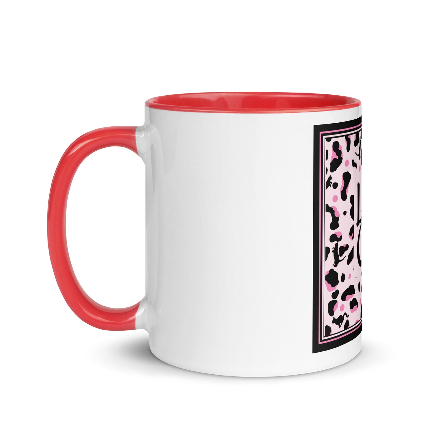 Tasse avec intérieur coloré motif léopard "Léo Chat"