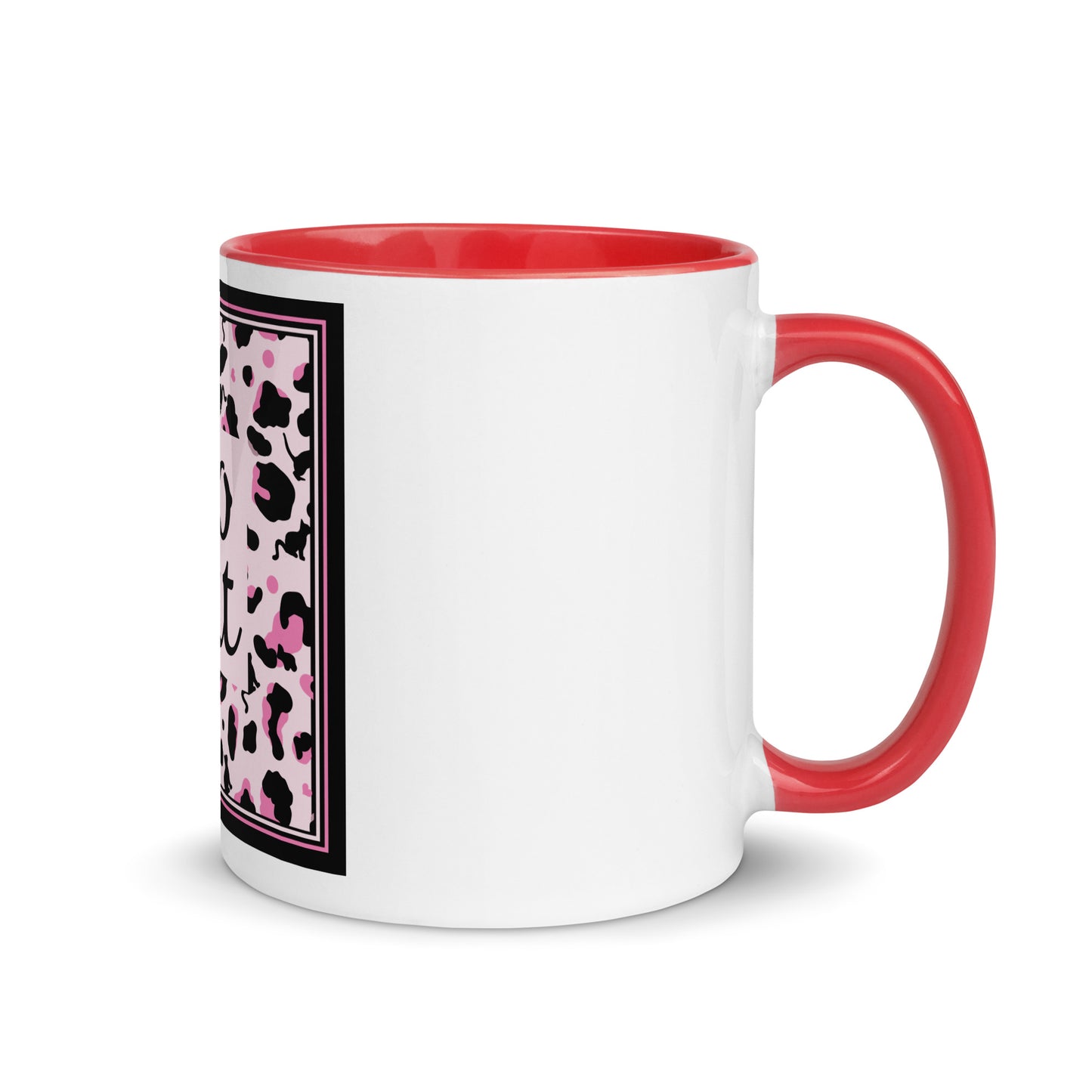 Tasse avec intérieur coloré motif léopard "Léo Chat"