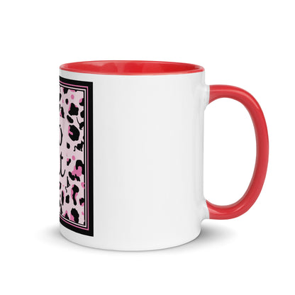 Tasse avec intérieur coloré motif léopard "Léo Chat"