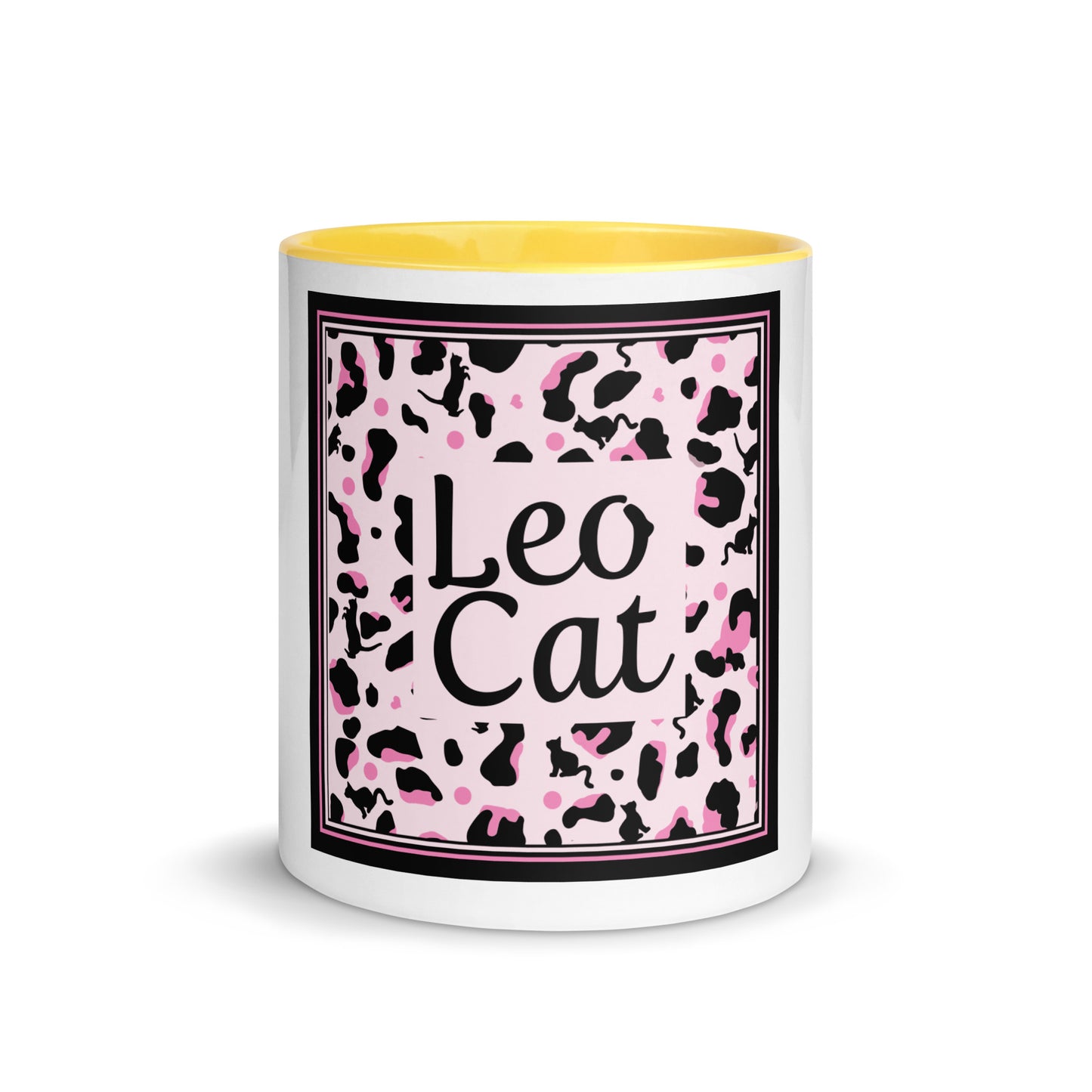 Tasse avec intérieur coloré motif léopard "Léo Chat"