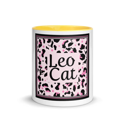 Tasse avec intérieur coloré motif léopard "Léo Chat"